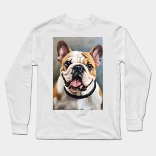 Bulldog Face Art Oil Painting Long Sleeve T-Shirt